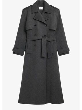 The Frankie Shop Nicola Padded  Wool & Cashmere Trench Coat Grey
